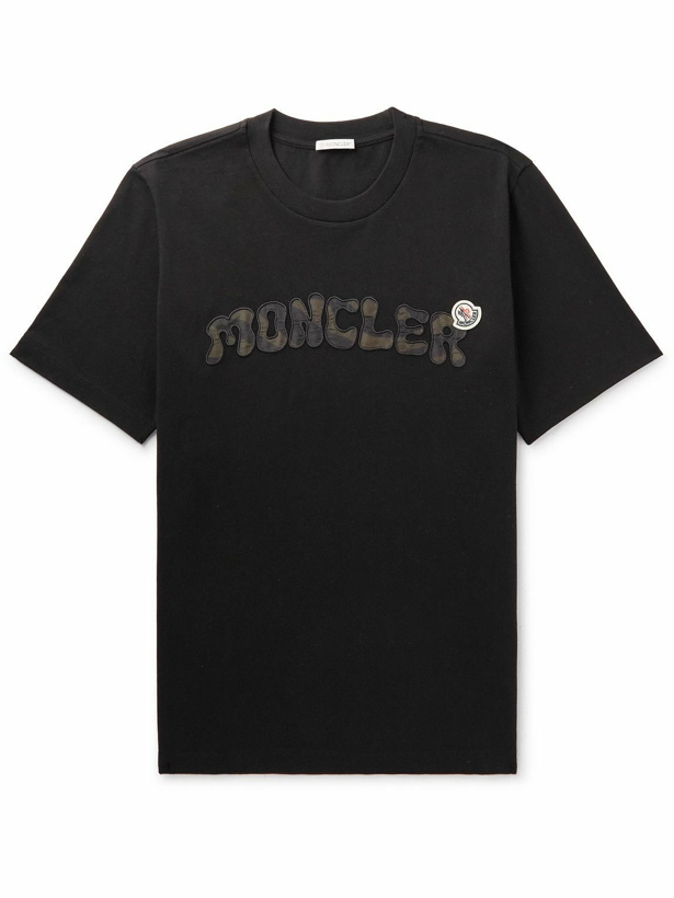 Photo: Moncler - Logo-Appliquéd Cotton-Jersey T-Shirt - Black