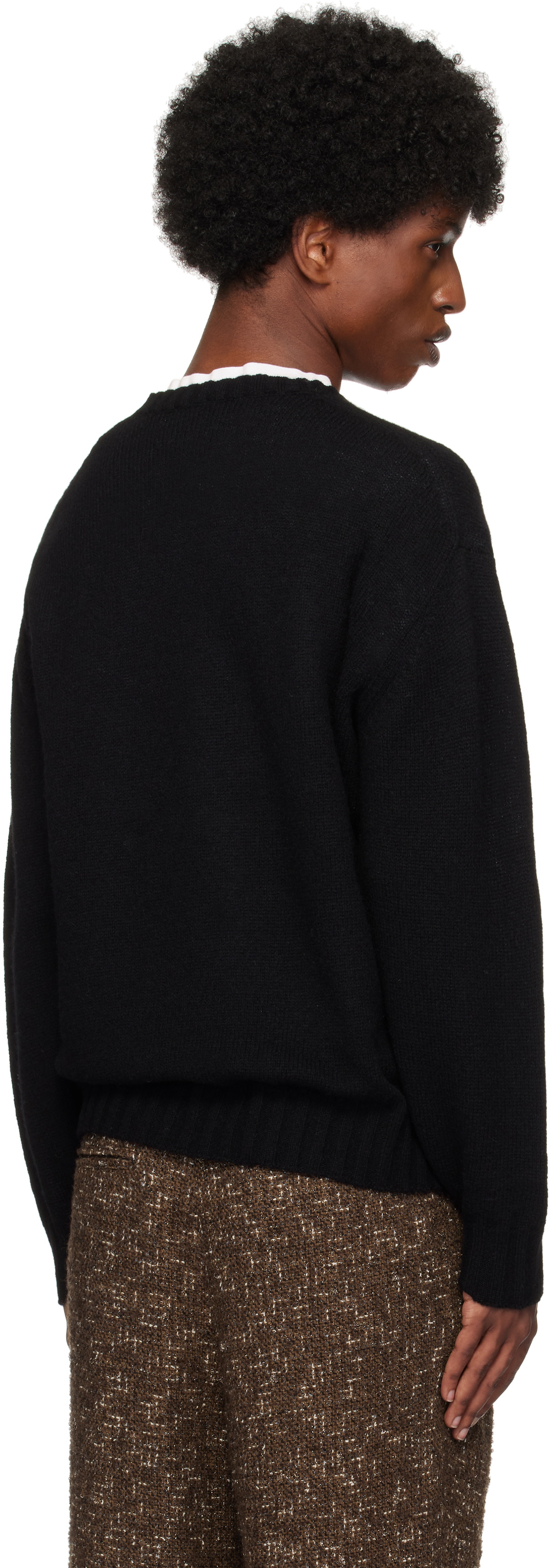 AURALEE Black Shetland Wool Cashmere Knit Sweater Auralee