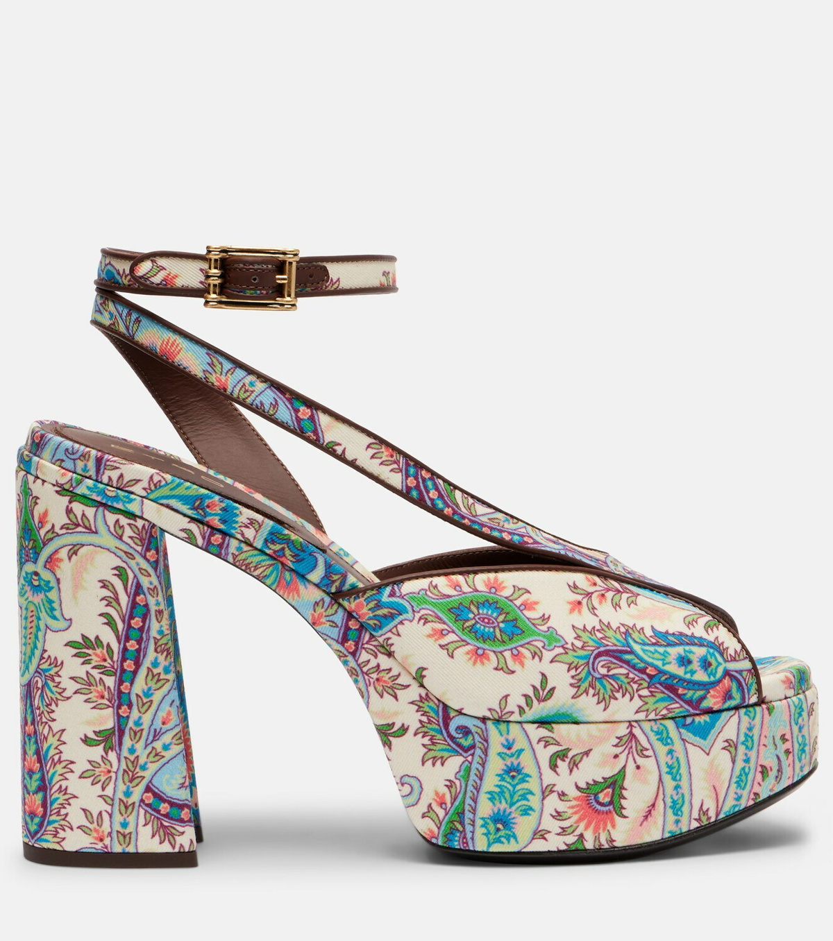 Etro 120 paisley canvas platform sandals