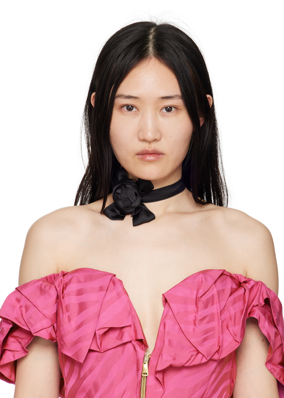 RoomSERVICE888 SSENSE Exclusive Black Flower Choker