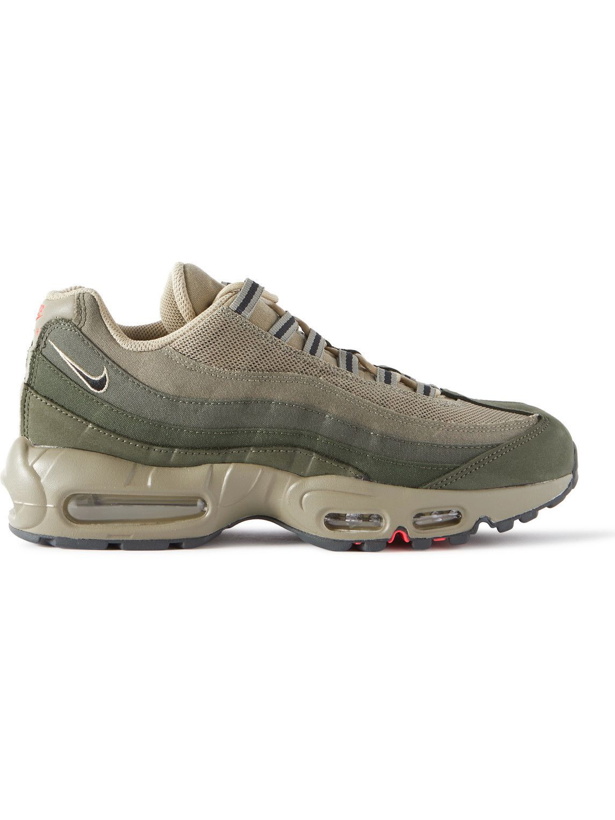 Photo: Nike - Air Max 95 Panelled Canvas, Suede and Mesh Sneakers - Green