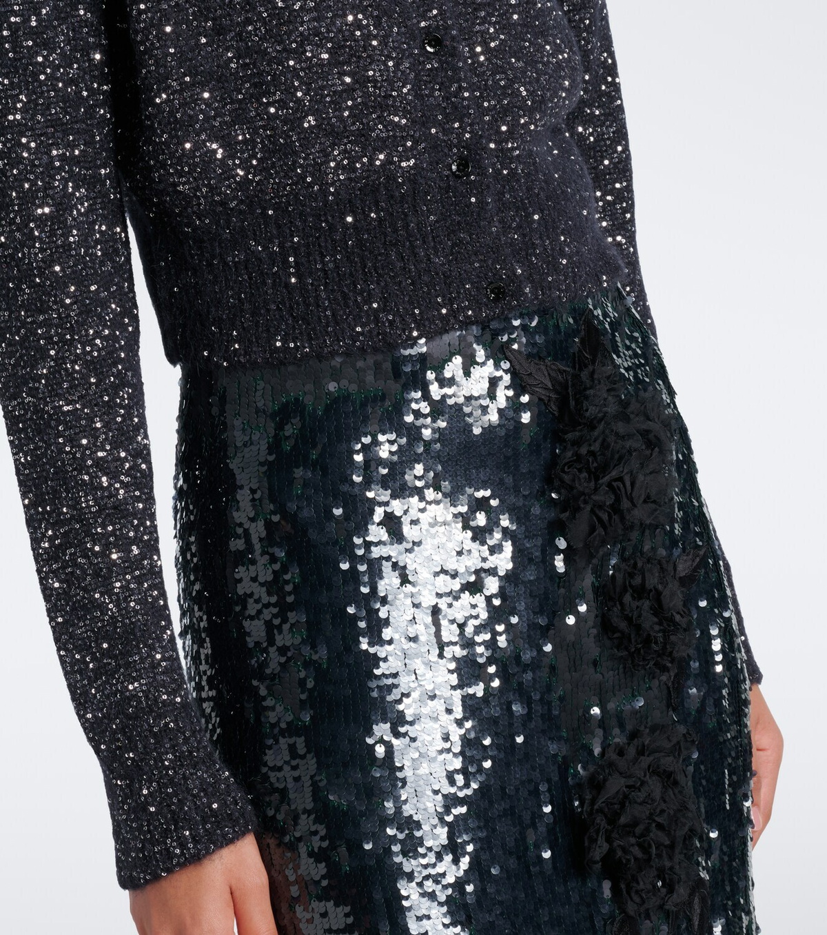 Erdem Cropped embellished alpaca-blend cardigan