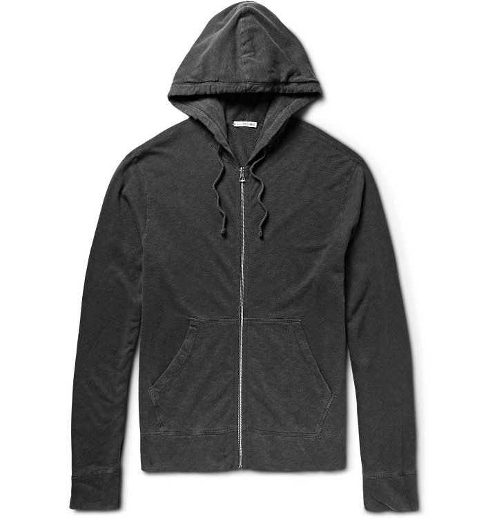 Photo: James Perse - Loopback Supima Cotton-Jersey Zip-Up Hoodie - Gray