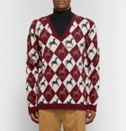 Gucci - Wool-Jacquard Sweater - Men - Burgundy