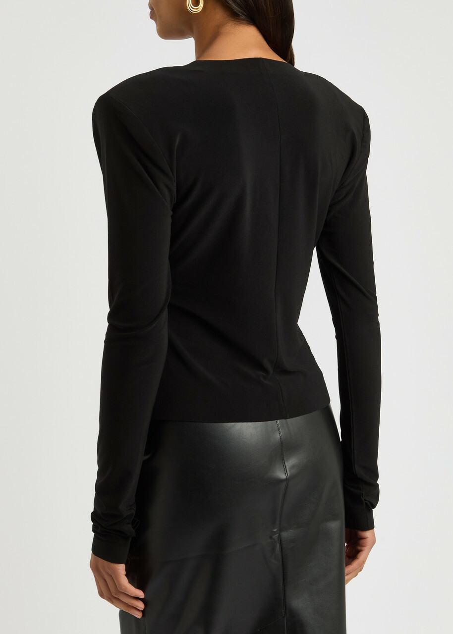 Norma Kamali Padded-shoulders Stretch-jersey top Black