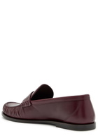 Saint Laurent Logo-plaque Leather Loafers Burgundy