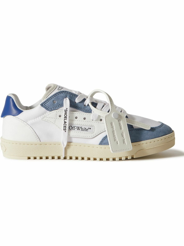 Photo: Off-White - 5.0 Leather, Cotton-Canvas and Suede Sneakers - Blue
