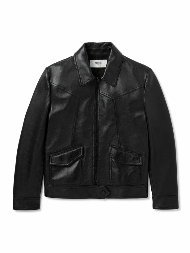 Photo: CELINE - Panelled Leather Jacket - Black