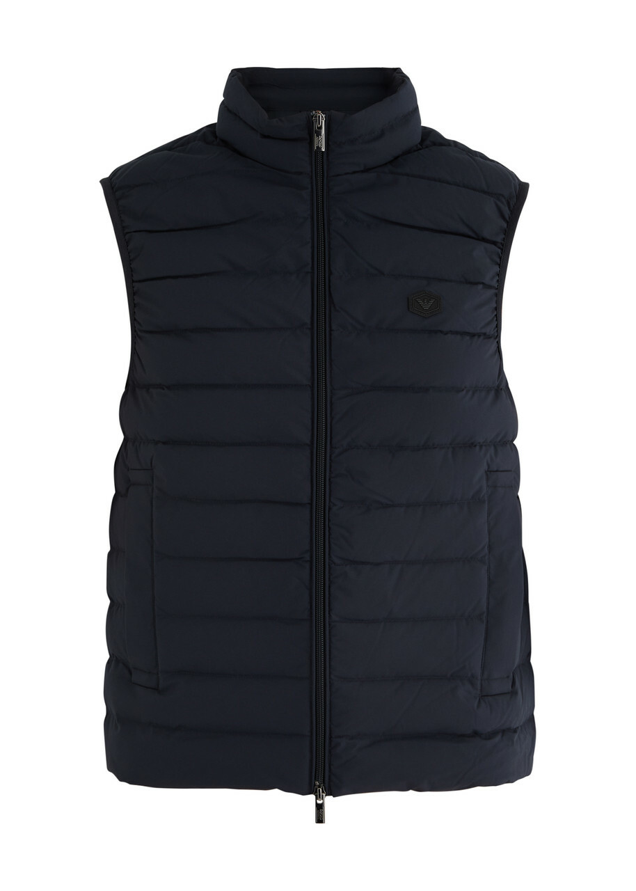 Emporio Armani Logo Quilted Matte Shell Gilet Navy