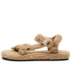 Arizona Love Women's Trekky Faux Fur Sandals in Camel