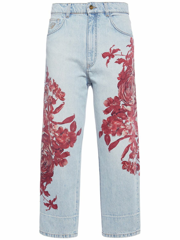 Photo: BLUMARINE Printed Baggy High Rise Cropped Jeans