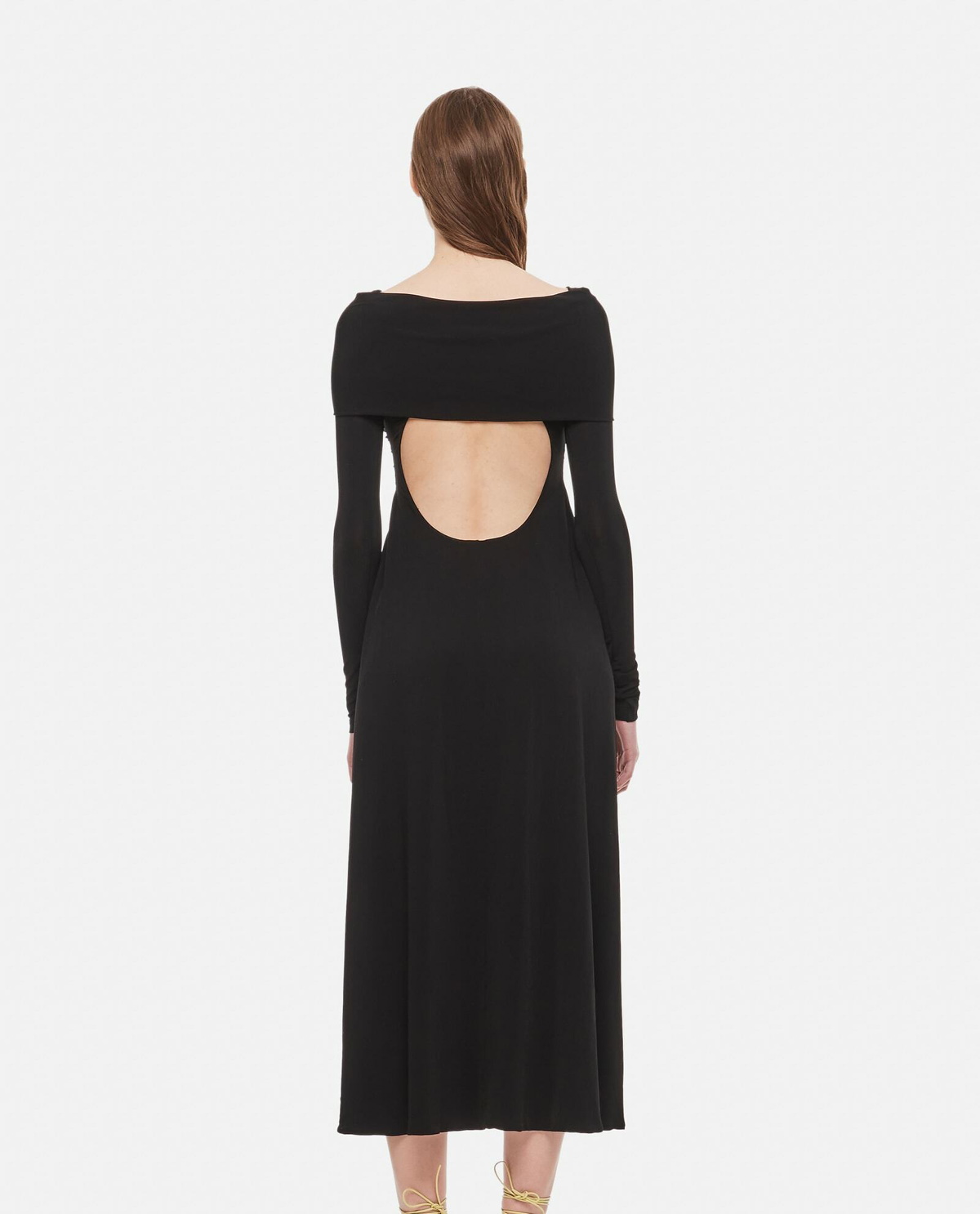 black knee length a line dress Simple A line Strapless Sleeveless Black Prom Dresses Slit Knee Length