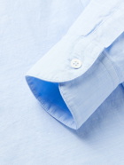 BARENA - Slim-Fit Grandad-Collar Cotton Oxford Shirt - Blue