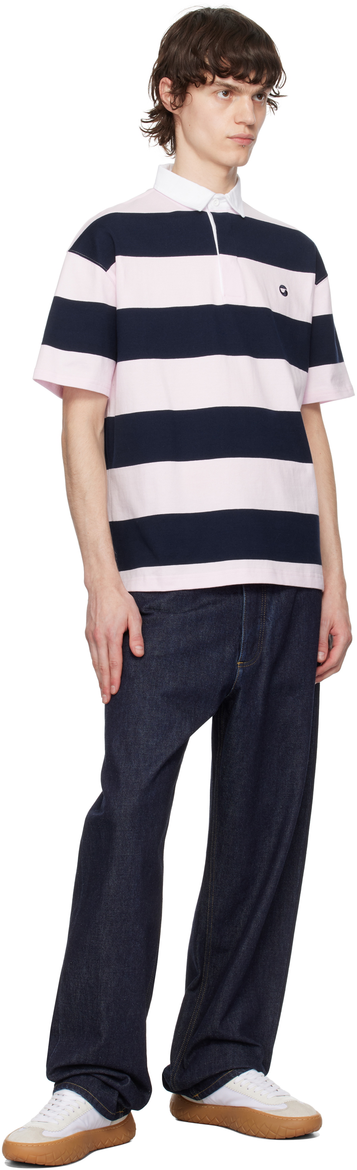 Coperni Pink & Navy Striped Polo