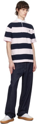 Coperni Pink & Navy Striped Polo