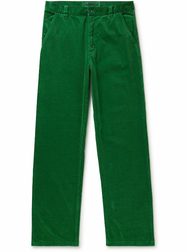 Photo: Aspesi - Straight-Leg Cotton-Corduroy Trousers - Green