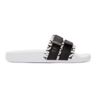 MSGM Black and White Suede Twin Logo Band Sneakers