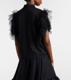 Noir Kei Ninomiya Tulle-trimmed cotton polo shirt