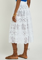 Etro Pleated Embroidered Cotton-blend Midi Skirt White