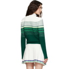 Casablanca White & Green Boucle Stripe Zip‑Up Track Jacket