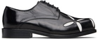 Stefan Cooke Black & White Slashed Square Toe Derbys