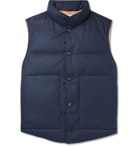 Brunello Cucinelli - Slim-Fit Quilted Wool, Silk and Cashmere-Blend Flannel Down Gilet - Blue