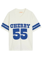 Cherry Los Angeles Appliquéd Cotton Football T-shirt White