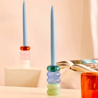 Maison Balzac Grande Pauline Candleholder in Teal/Azure/Mint