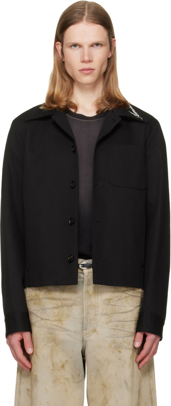 Photo: AMIRI Black Script Collar Shirt Jacket