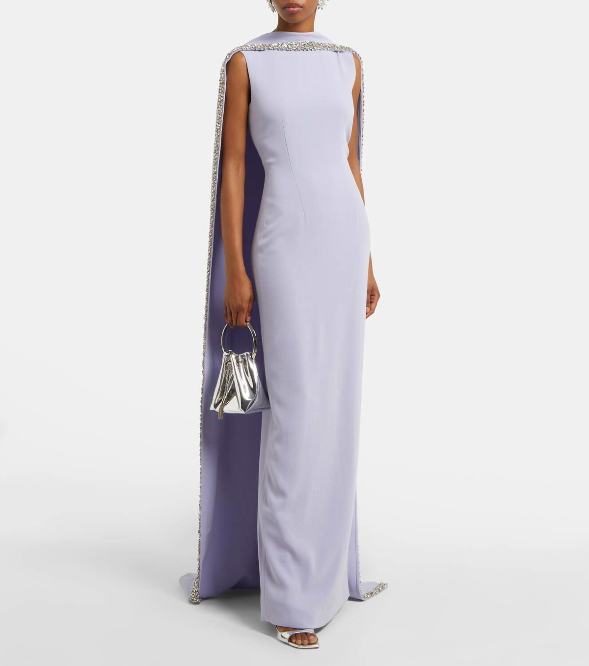 Roland Mouret Caped embellished satin crpe gown Roland Mouret