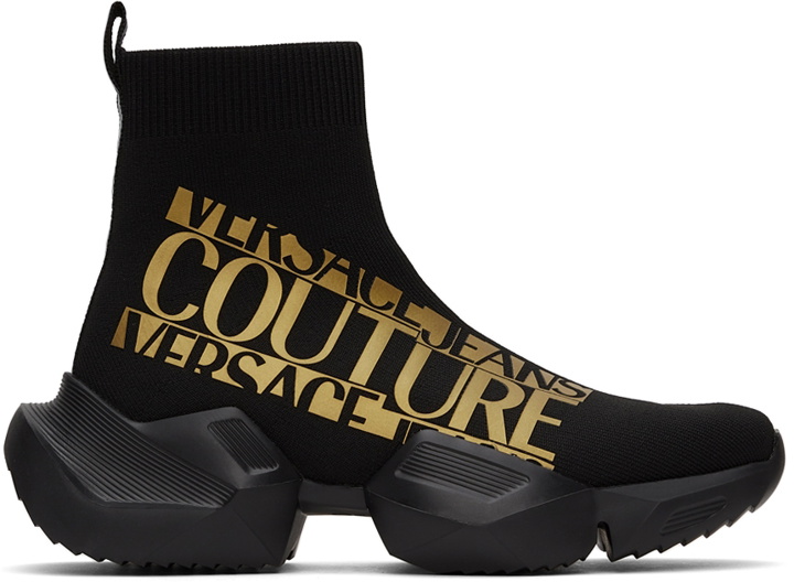 Photo: Versace Jeans Couture Black & Gold Gravity Logo Sneakers
