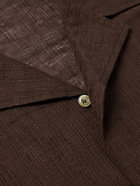 Séfr - Dalian Camp-Collar Cotton and Linen-Blend Shirt - Brown