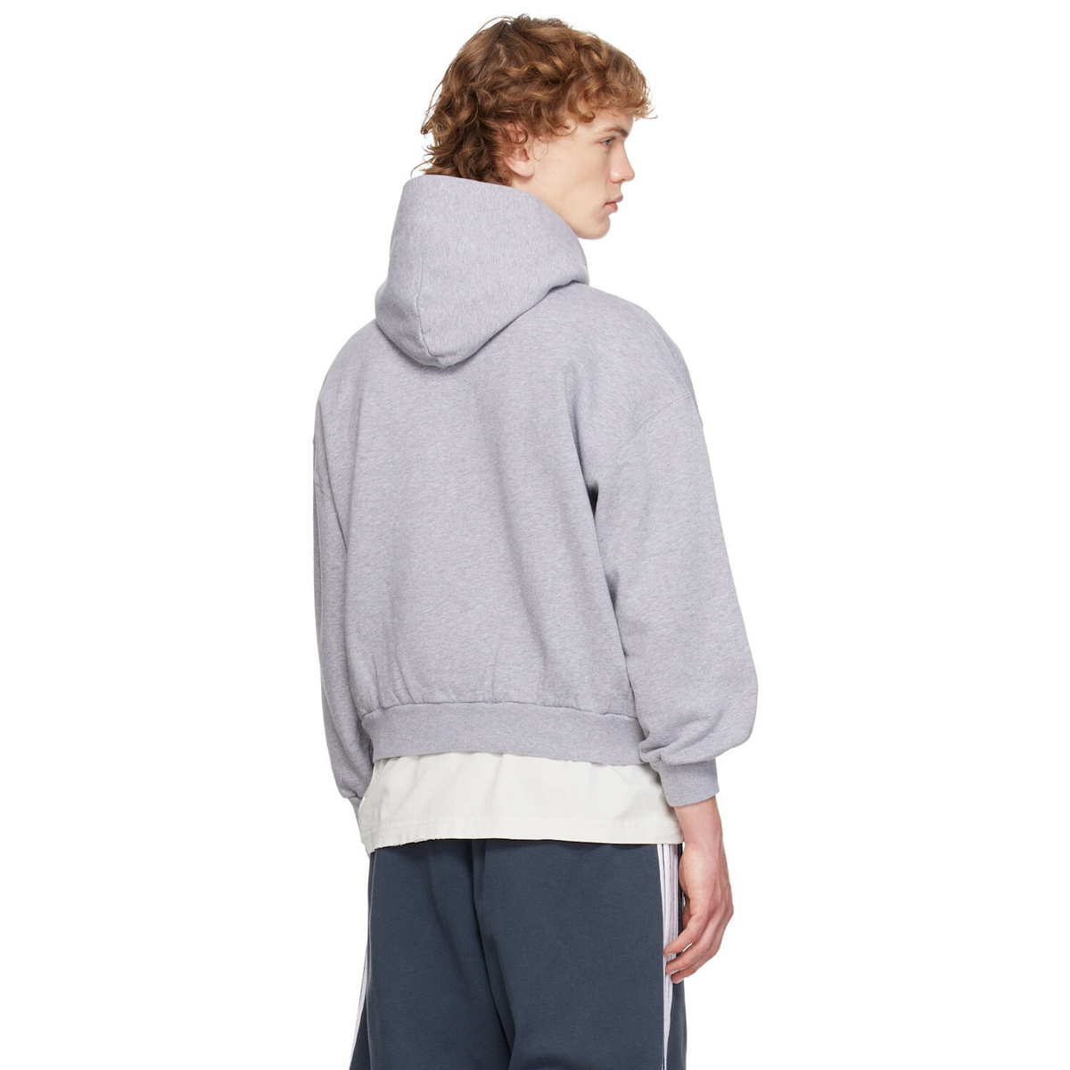 Balenciaga Gray 'CEO' Team Logo Small Fit Zip-Up Hoodie