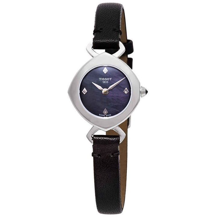 Photo: Tissot Femini-T Mother of Pearl Dial Ladies Black Leather Watch T113.109.16.126.00