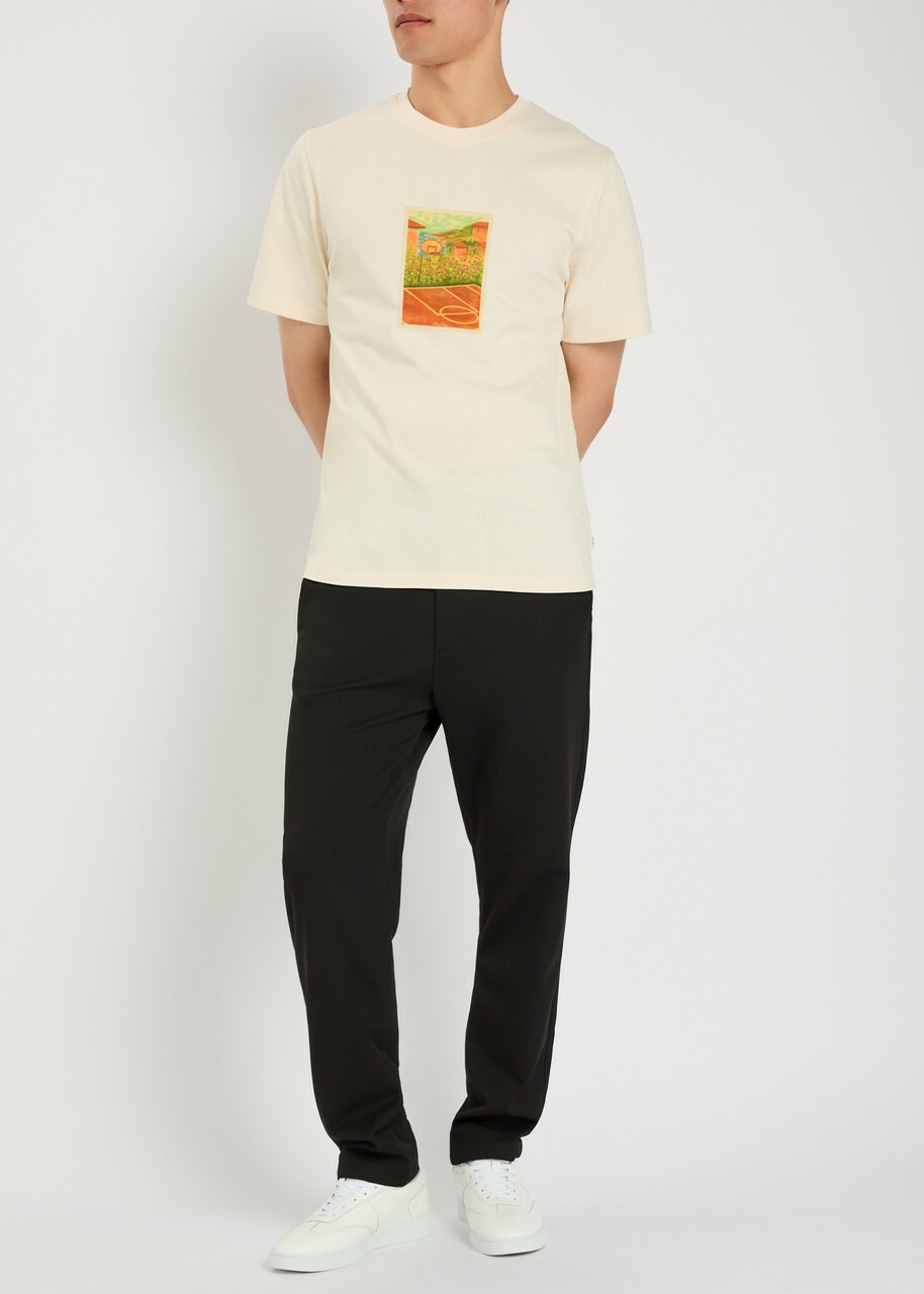 Les Deux Court Printed Cotton T-shirt White