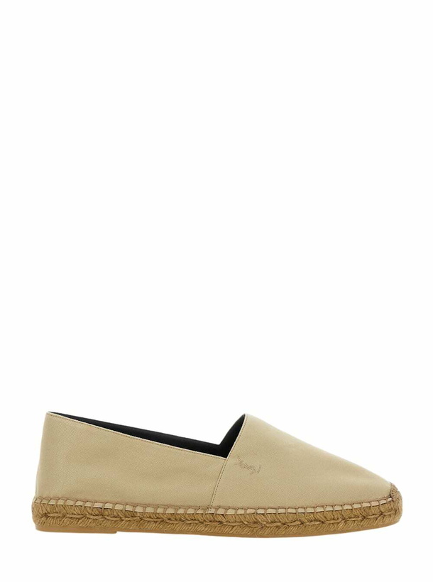 Photo: Saint Laurent Beige Espadrilles With Tonal Cassandre Embroidery On The Front And Almond Toe In Cotton Man