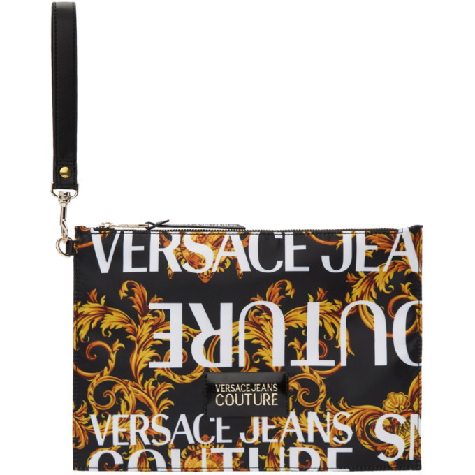 Photo: Versace Jeans Couture Black and Gold Logo Barocco Pouch