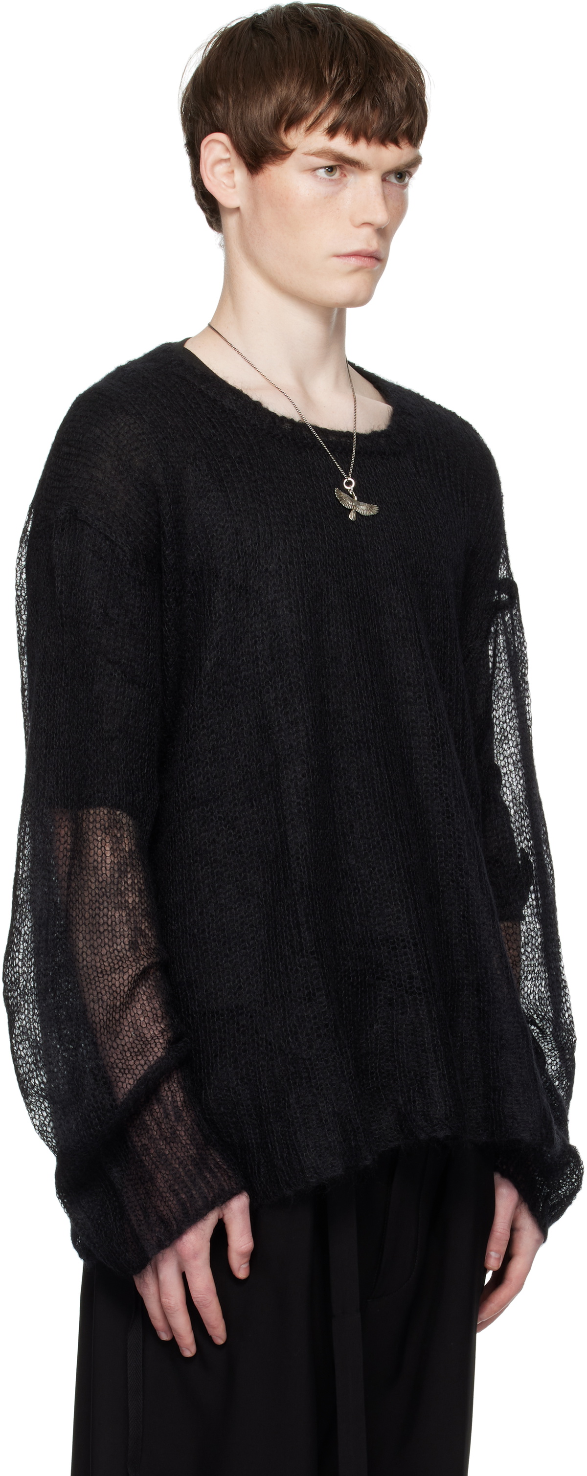 Ann Demeulemeester Black Kent Open Neck High Comfort Sweater