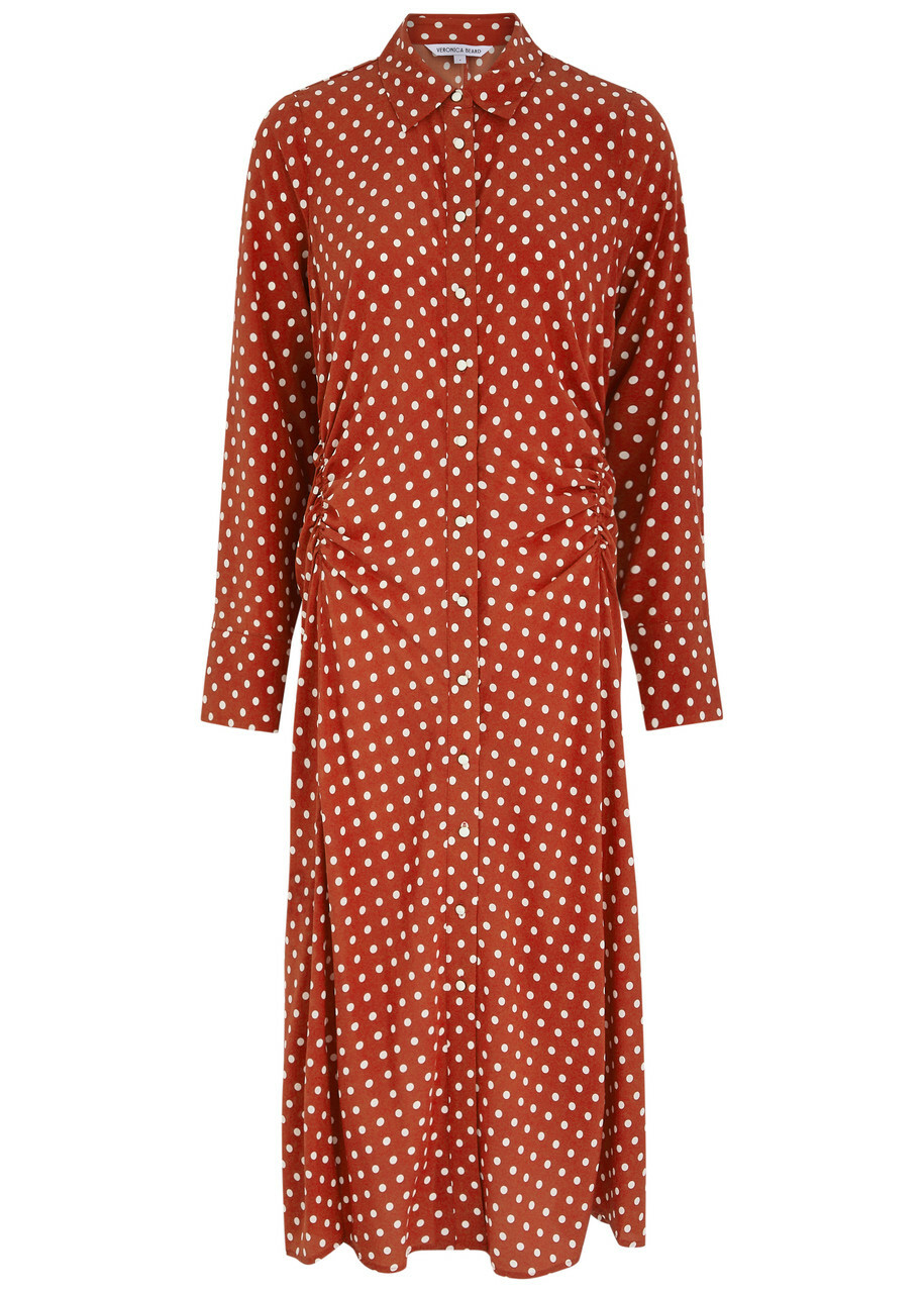 Red polka dot shirt dress 2025