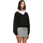 alexanderwang.t Black and White Cropped Bi-Layer V-Neck Sweater