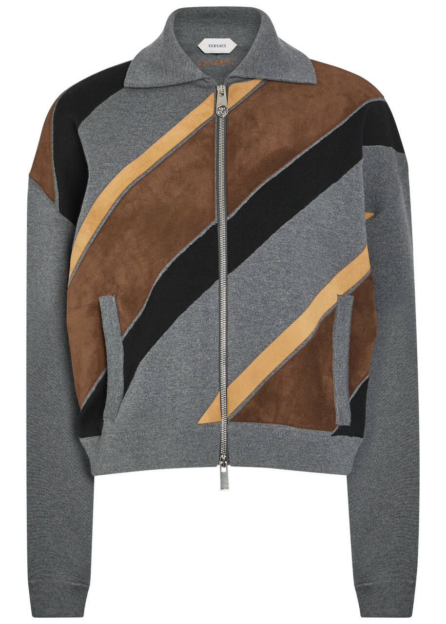 Versace Panelled Wool-blend Jacket Grey