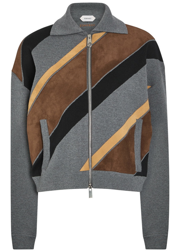 Photo: Versace Panelled Wool-blend Jacket Grey