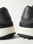 Tod's - Mesh-Trimmed Leather and Suede Sneakers - Gray