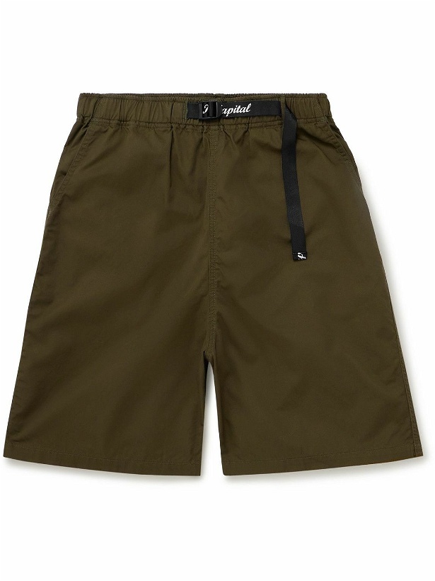 Photo: KAPITAL - Easy Straight-Leg Belted Printed Cotton-Twill Shorts - Green