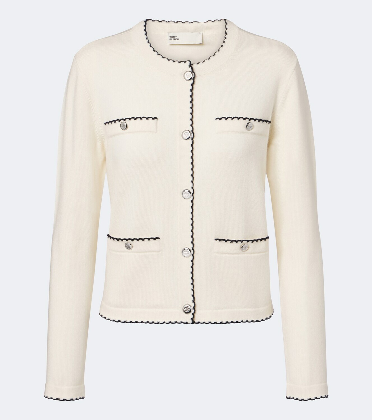 Tory Burch Kendra scalloped wool-blend cardigan