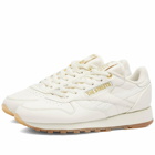 Reebok x The Streets by END. Classic Leather Sneakers in Chalk/Black/Gold Metallic