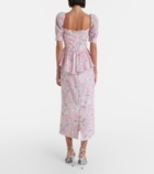 Alessandra Rich Floral peplum silk midi dress