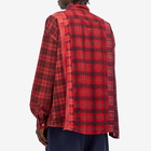 Needles Men's 7 Cuts Over Dyed Wide Flannel Shirt in Red 