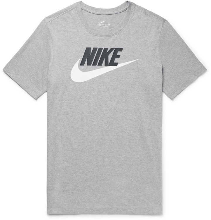 Photo: Nike - Sportswear Icon Futura Logo-Print Cotton-Jersey T-Shirt - Charcoal