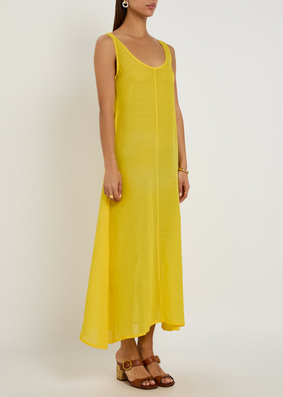 Giuliva Heritage Priscilla Sheer Woven Midi Dress Yellow